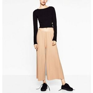 Zara Split Leg Nude Culottes Pants